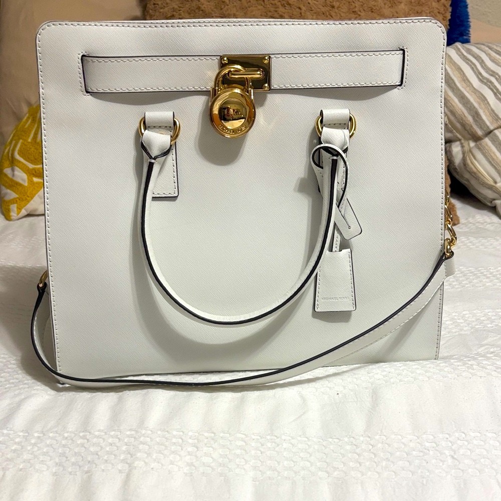 Michael Kors Ruthie Large white satchel, gold hardware